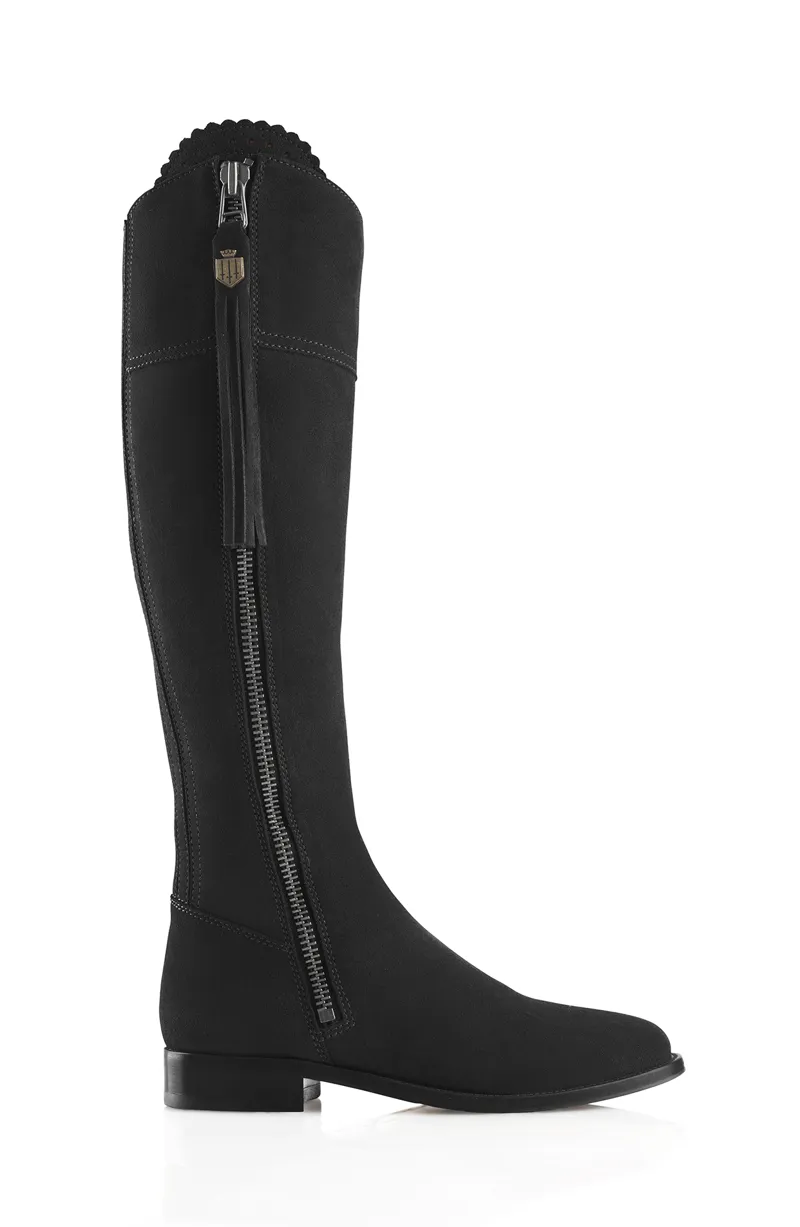 Fairfax and Favor Regina Flat Boots Black Suede-1